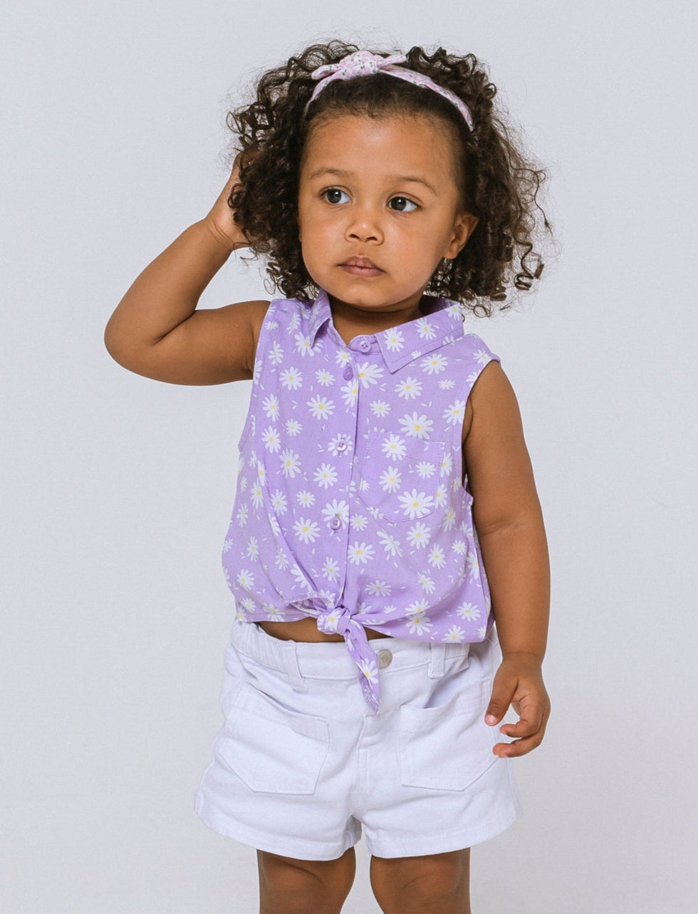 Camicia con fiocco da neonata - Lilla