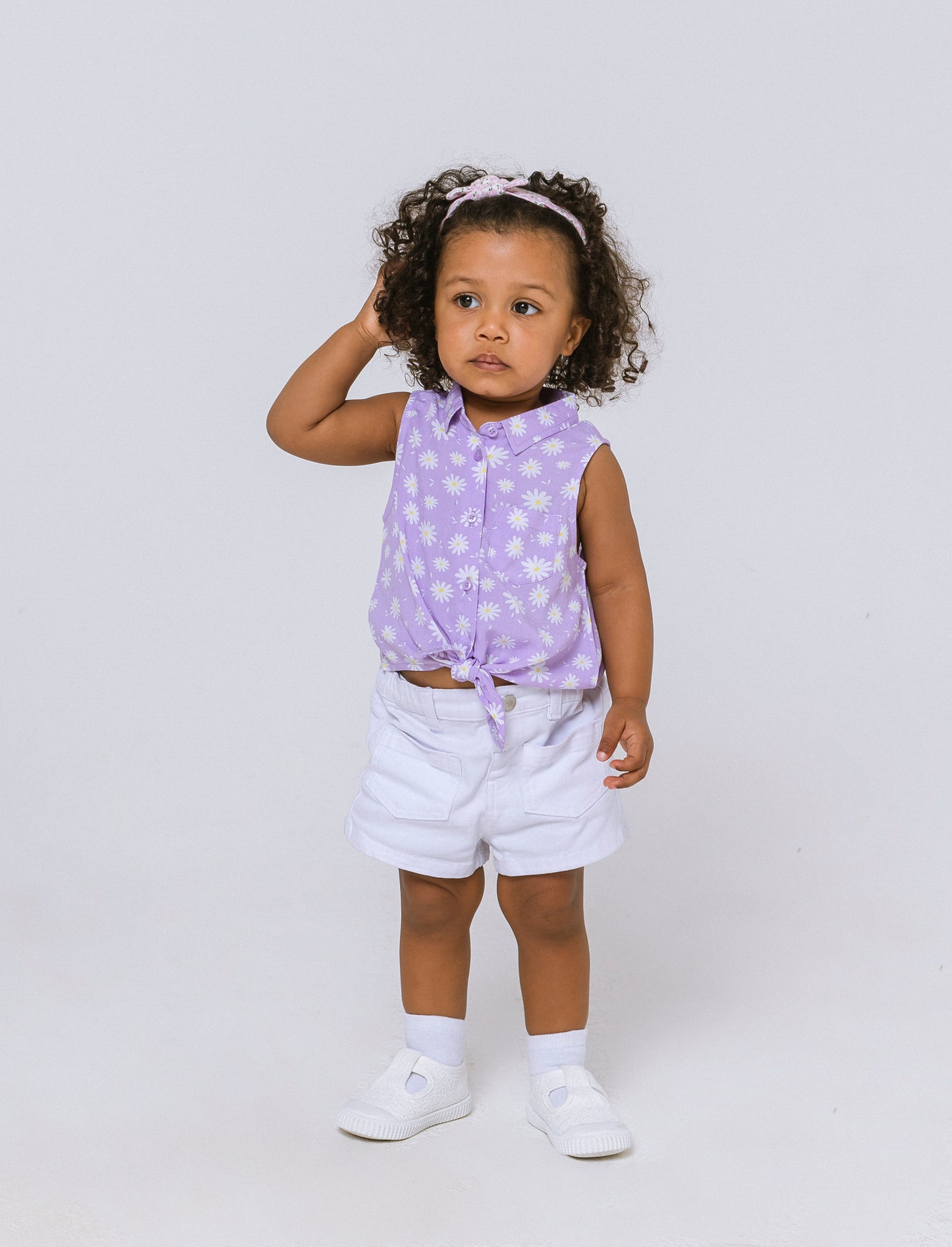 Camicia con fiocco da neonata - Lilla