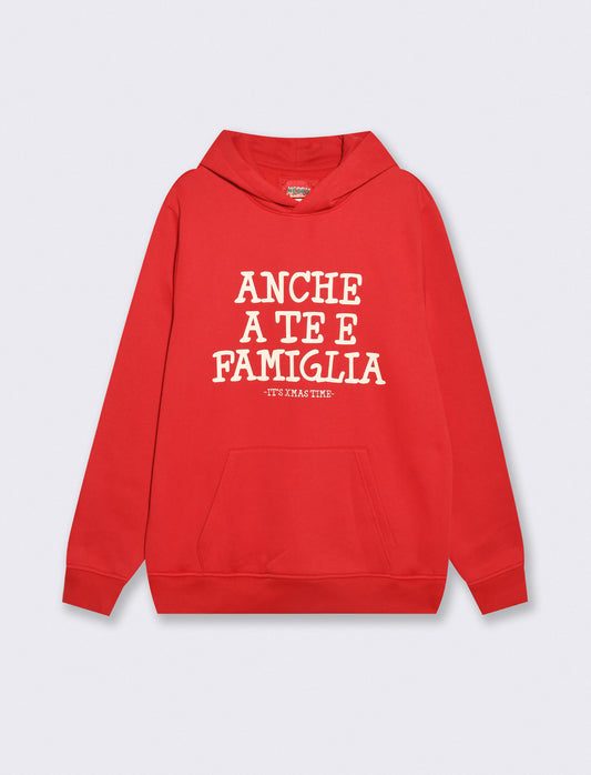 Felpa con cappuccio e stampa moderna - Rosso