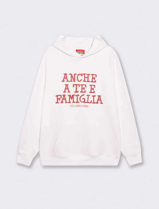 Felpa con cappuccio e stampa moderna - Bianco sporco