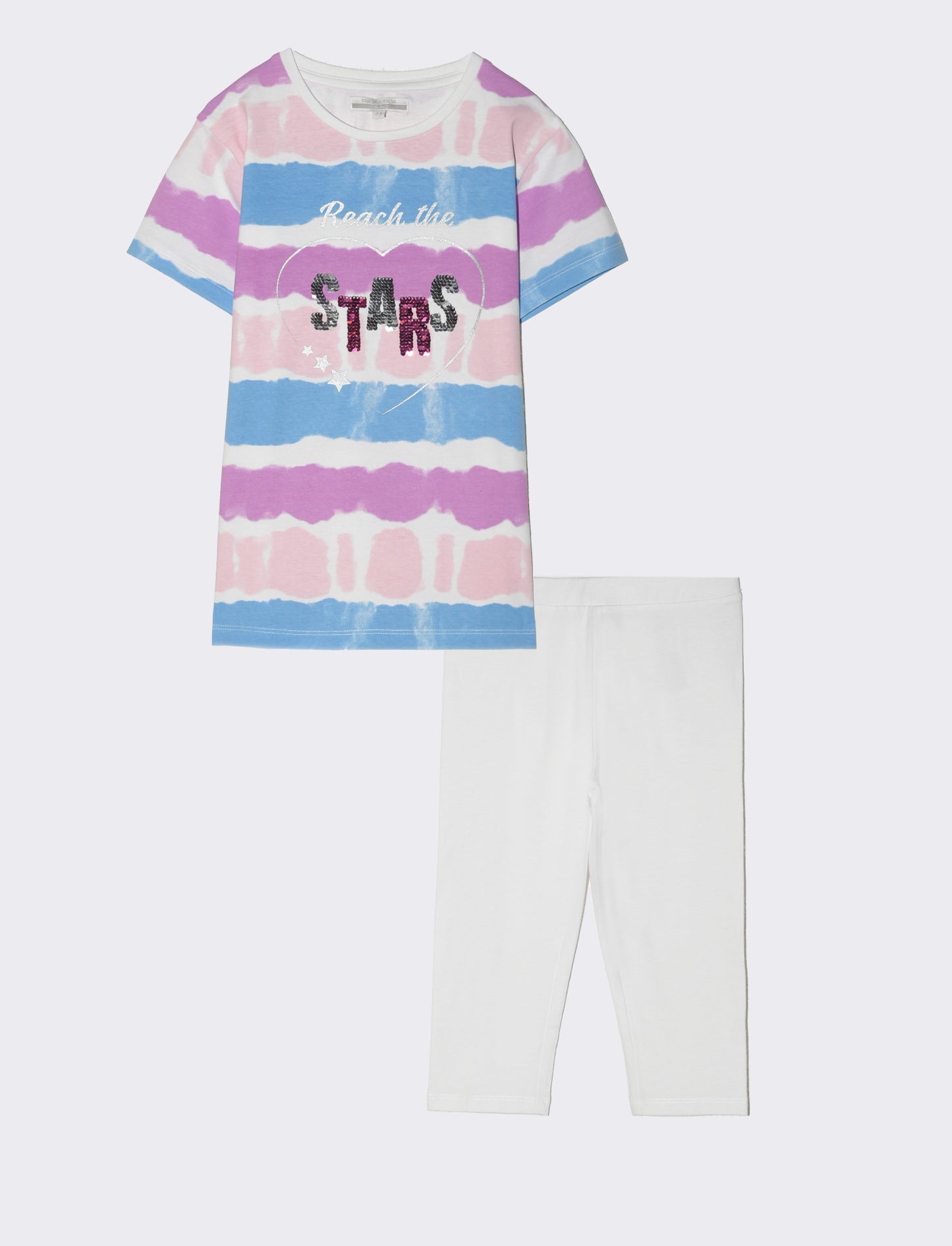 Completo con t-shirt e leggings da bambina - Bianco