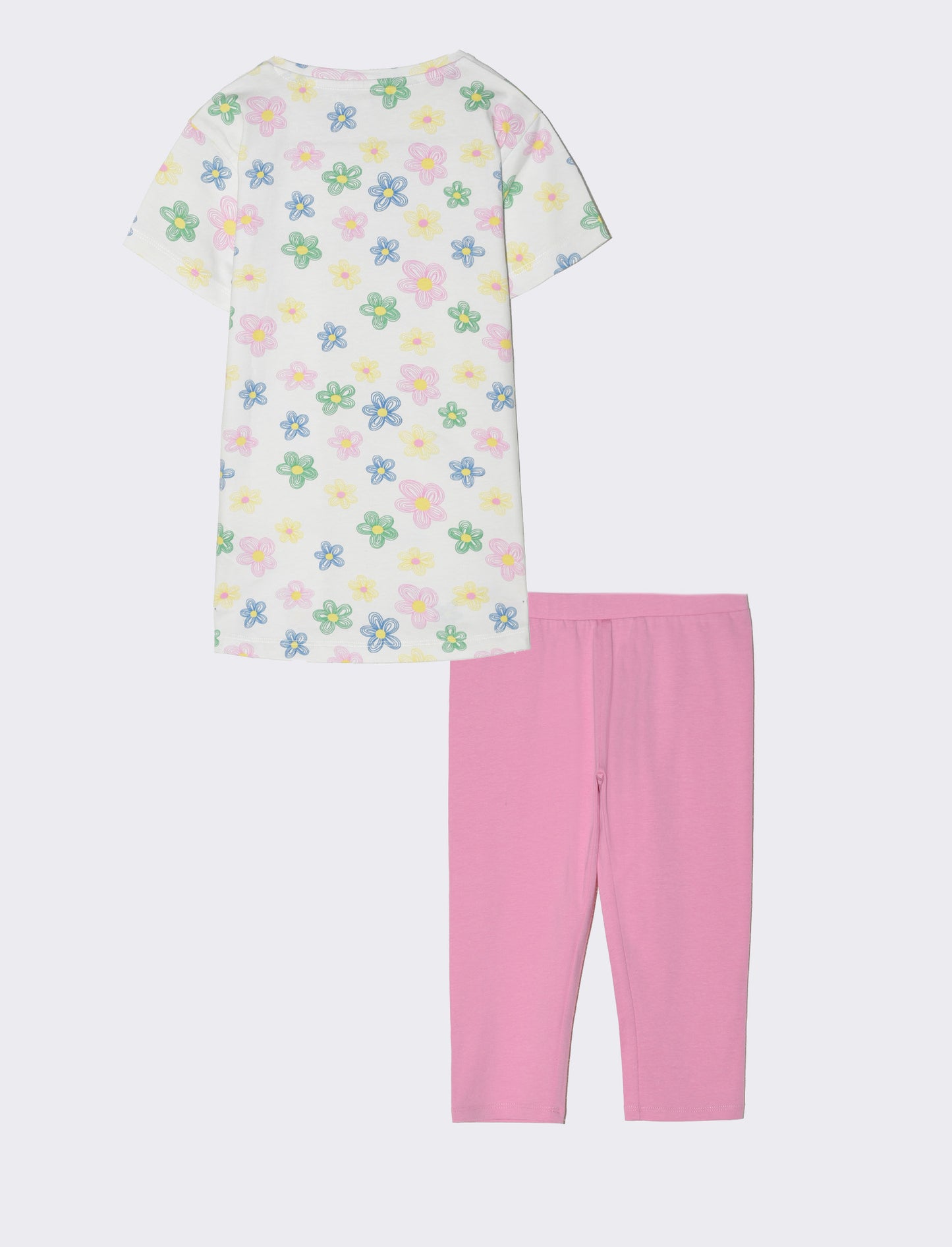 Completo con t-shirt e leggings da bambina - Fuxia