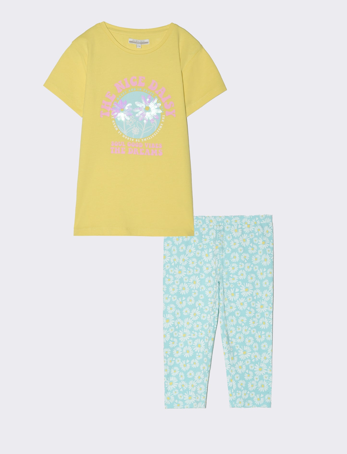 Completo con t-shirt e leggings da bambina - Fantasia