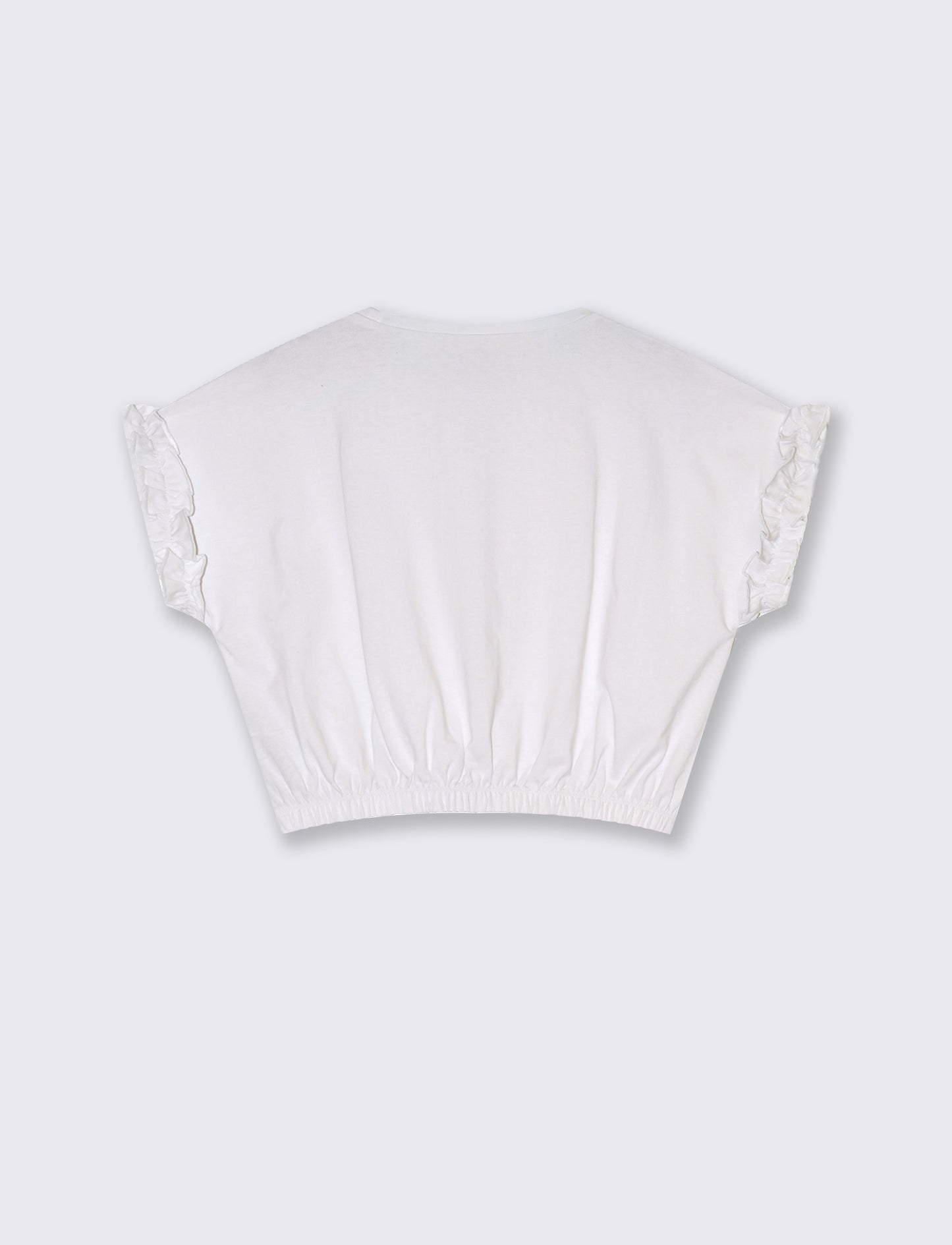 T-shirt estiva da bambina con rouches - Bianco