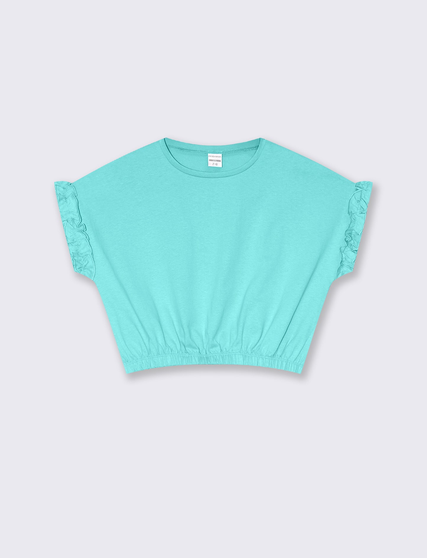 T-shirt estiva da bambina con rouches - Verde acqua