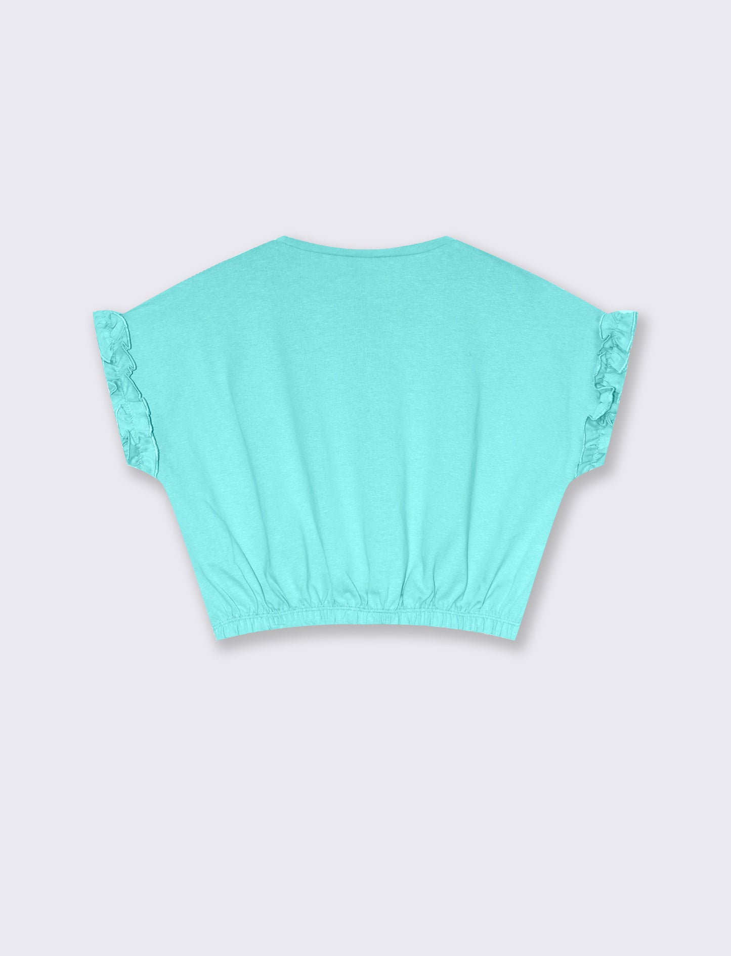 T-shirt estiva da bambina con rouches - Verde acqua