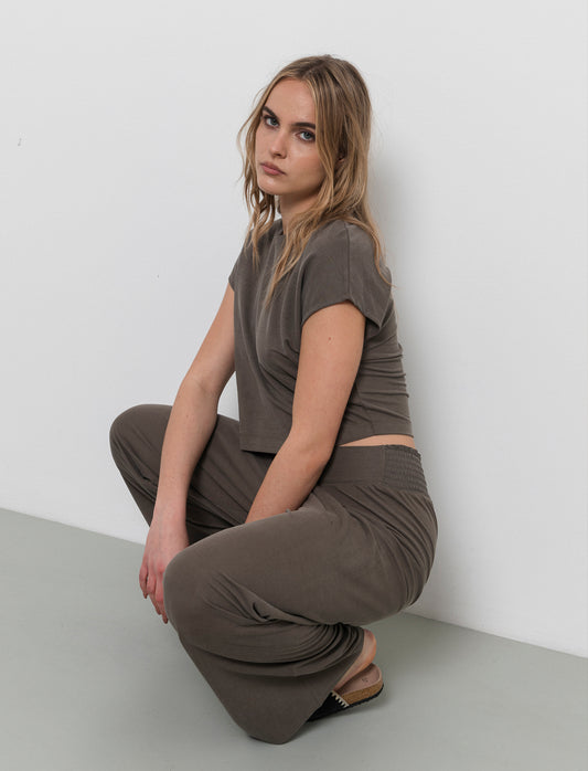 Jogger gamba larga da donna - Verde salvia