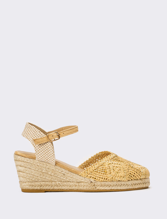 Sandalo Espadrillas in rafia da donna - Platino