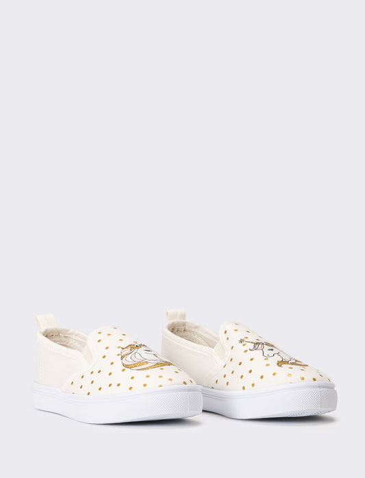 Slip-on in canvas da bambina - Bianco