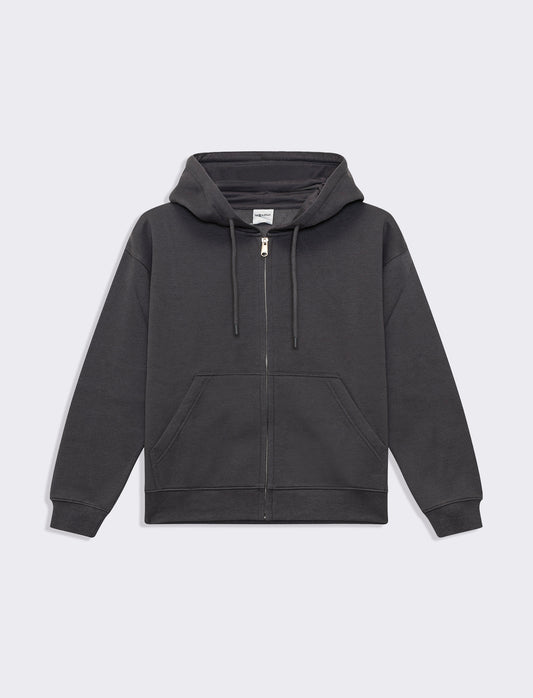 Felpa con cappuccio e zip da donna - Grigio piombo