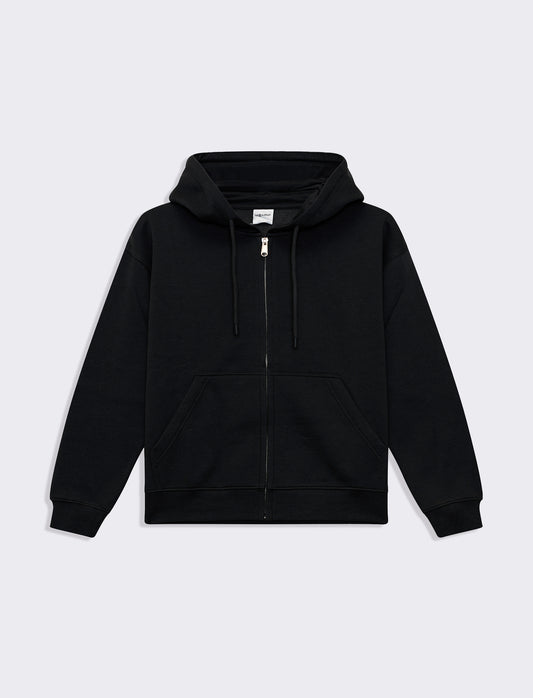 Felpa con cappuccio e zip da donna - Nero