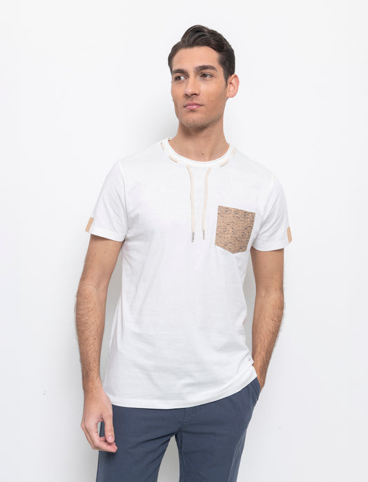 Man's drawstring t-shirt for casual style - White