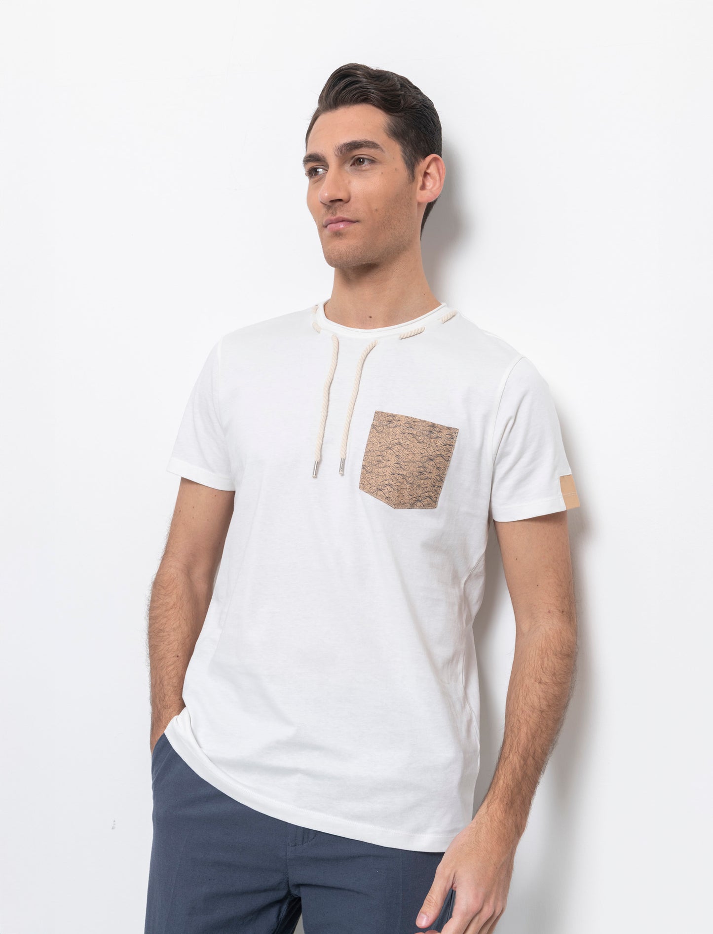 T-shirt con coulisse da uomo - Bianco