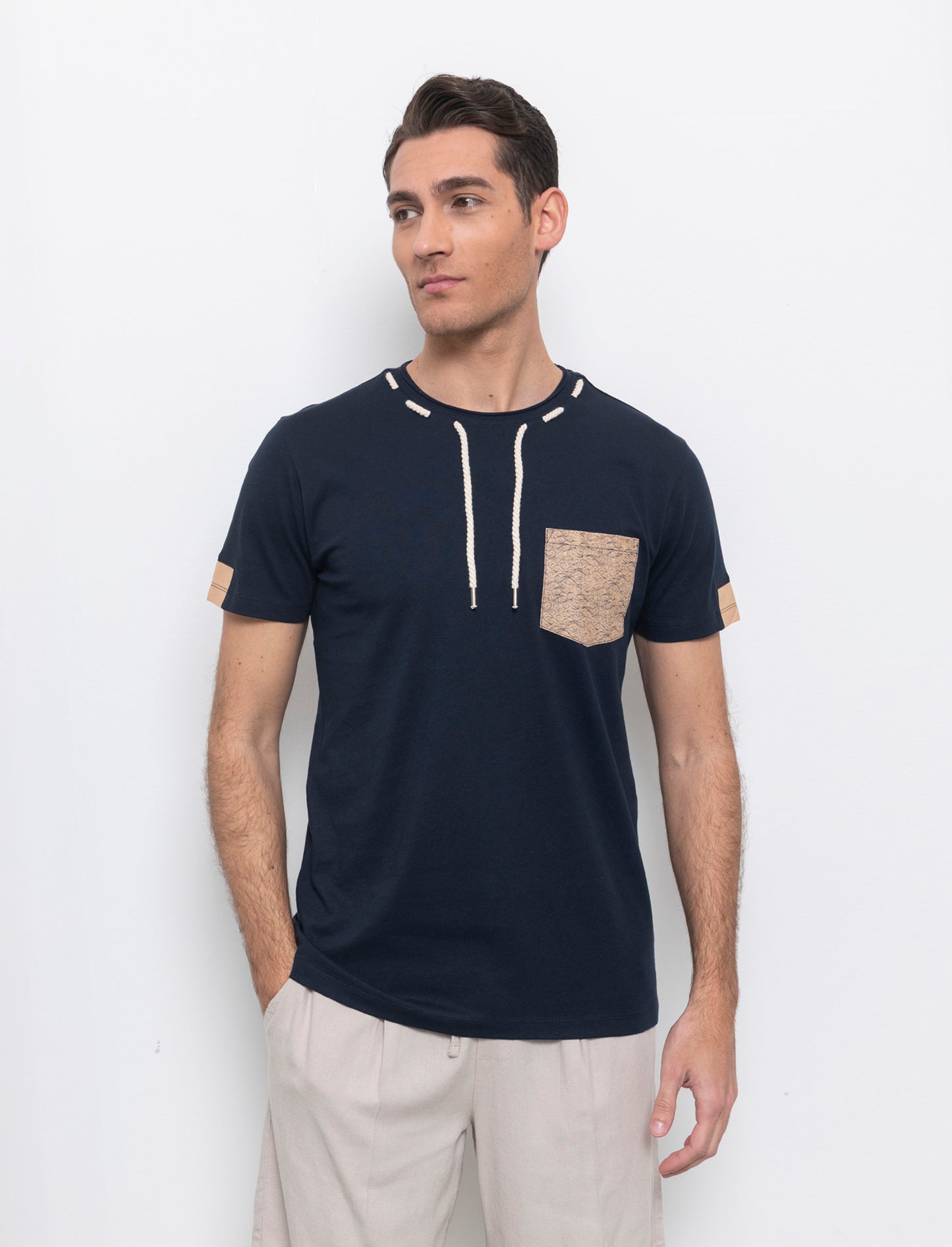 T-shirt con coulisse da uomo - Blu