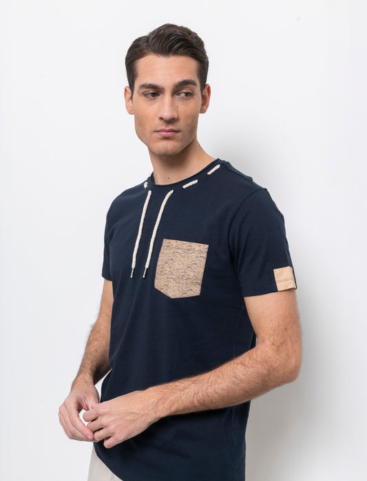 Man's drawstring t-shirt for casual style - Blue