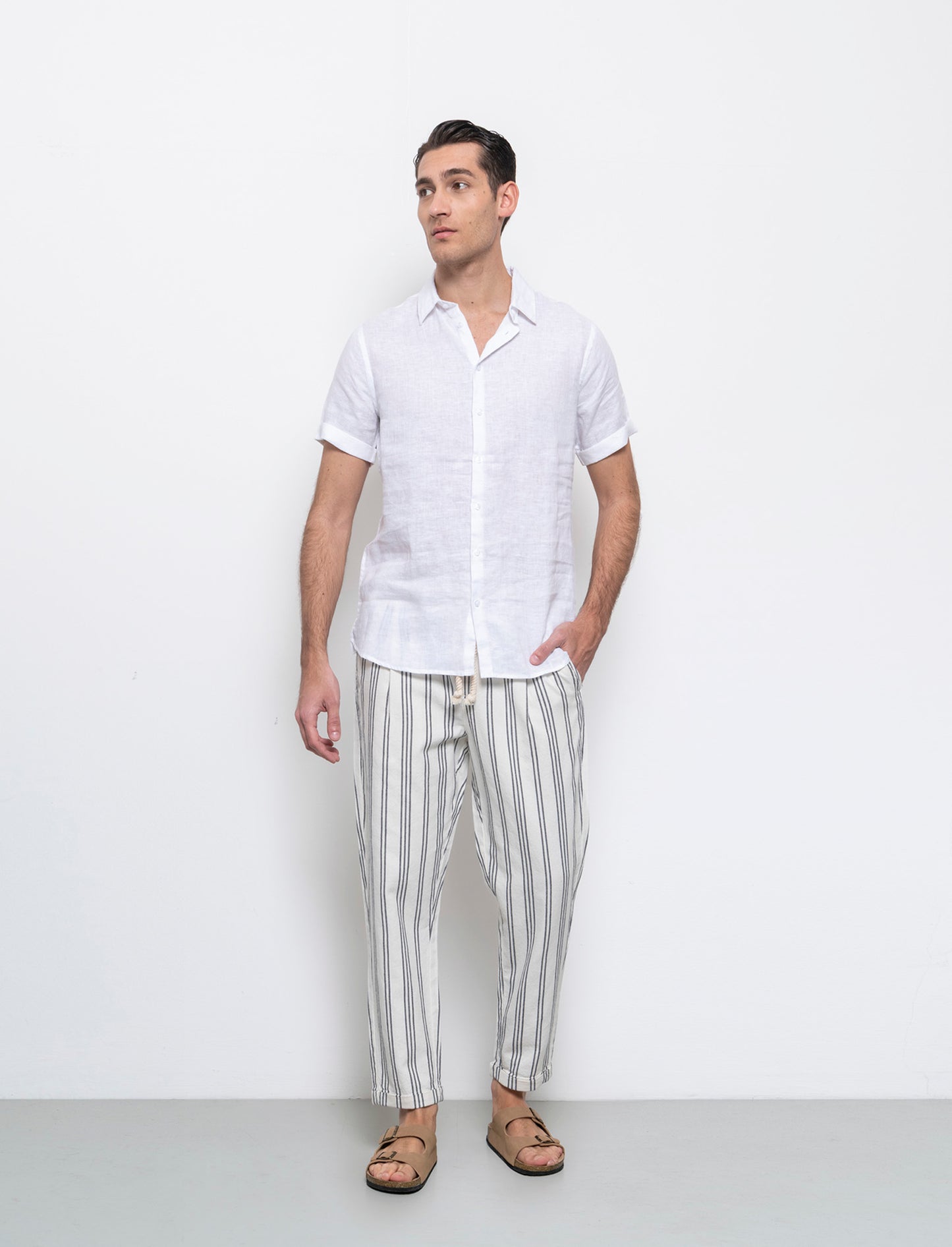 Pantaloni jogger a righe da uomo - Beige ecru