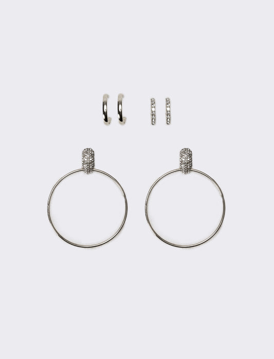 Orecchini donna card 3 paia cerchi - Argento