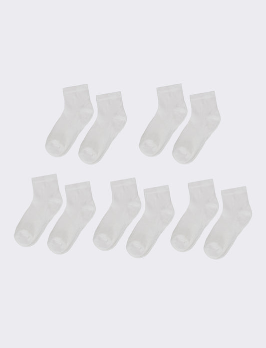 Calzini donna 5 paia con rib - Bianco