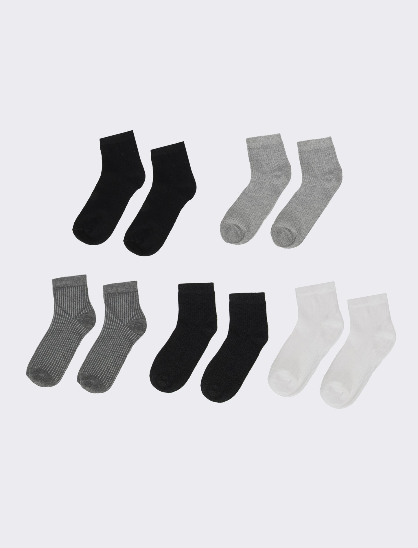 Calzini donna 5 paia con rib - Grigio