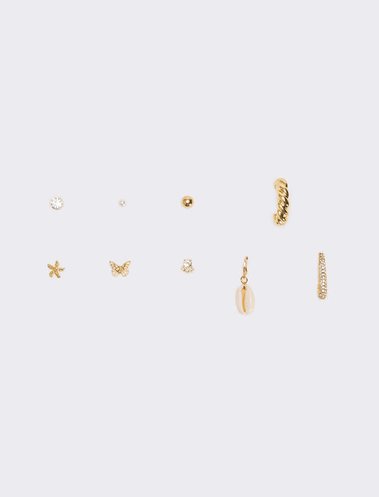 Orecchini donna card mix con strass - Oro