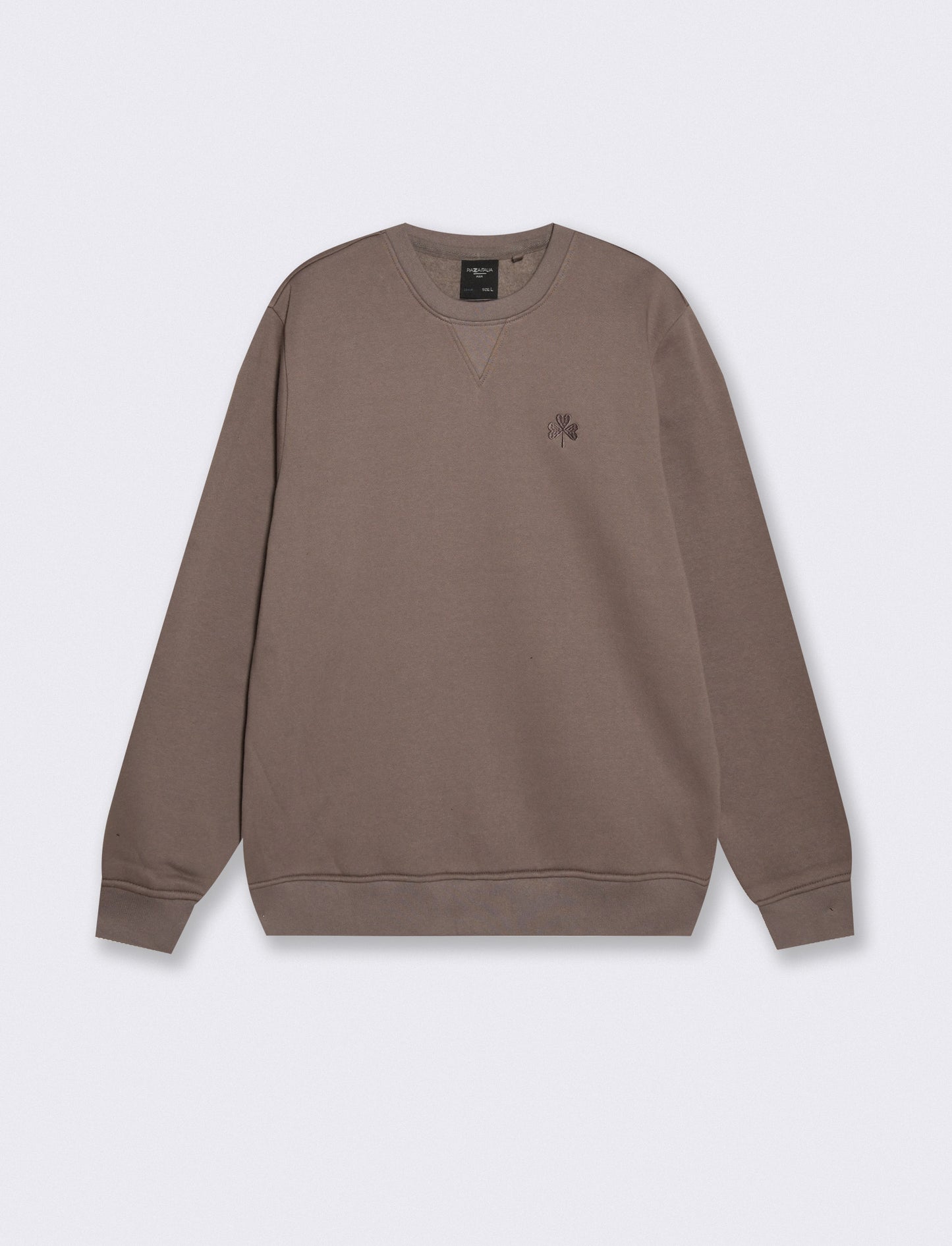 Felpa girocollo regular fit con ricamo - Grigio