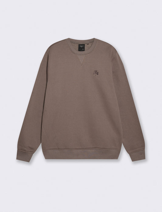 Felpa girocollo regular fit con ricamo - Grigio