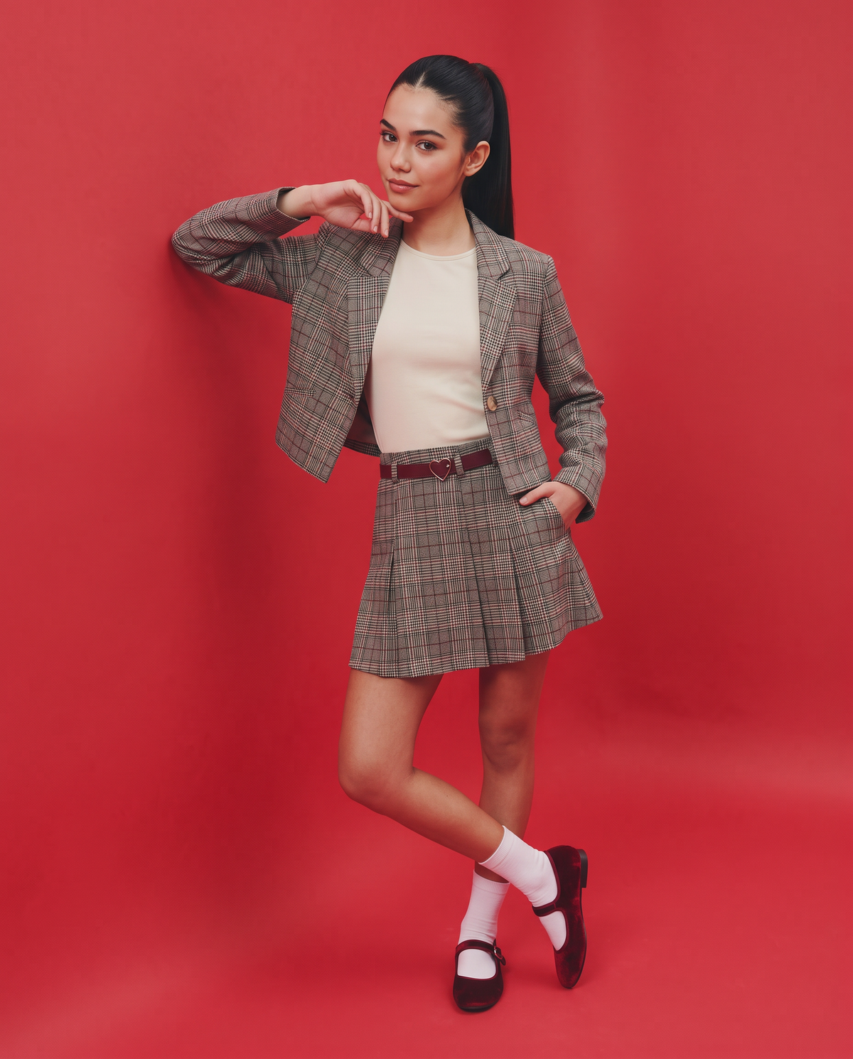 Pleated tartan skirt for girls - Pattern