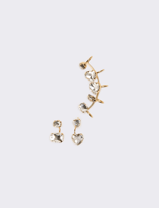Orecchini donna ear cuff strass - Oro