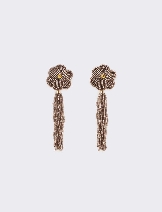 Orecchini donna fiore in conteria - Rame