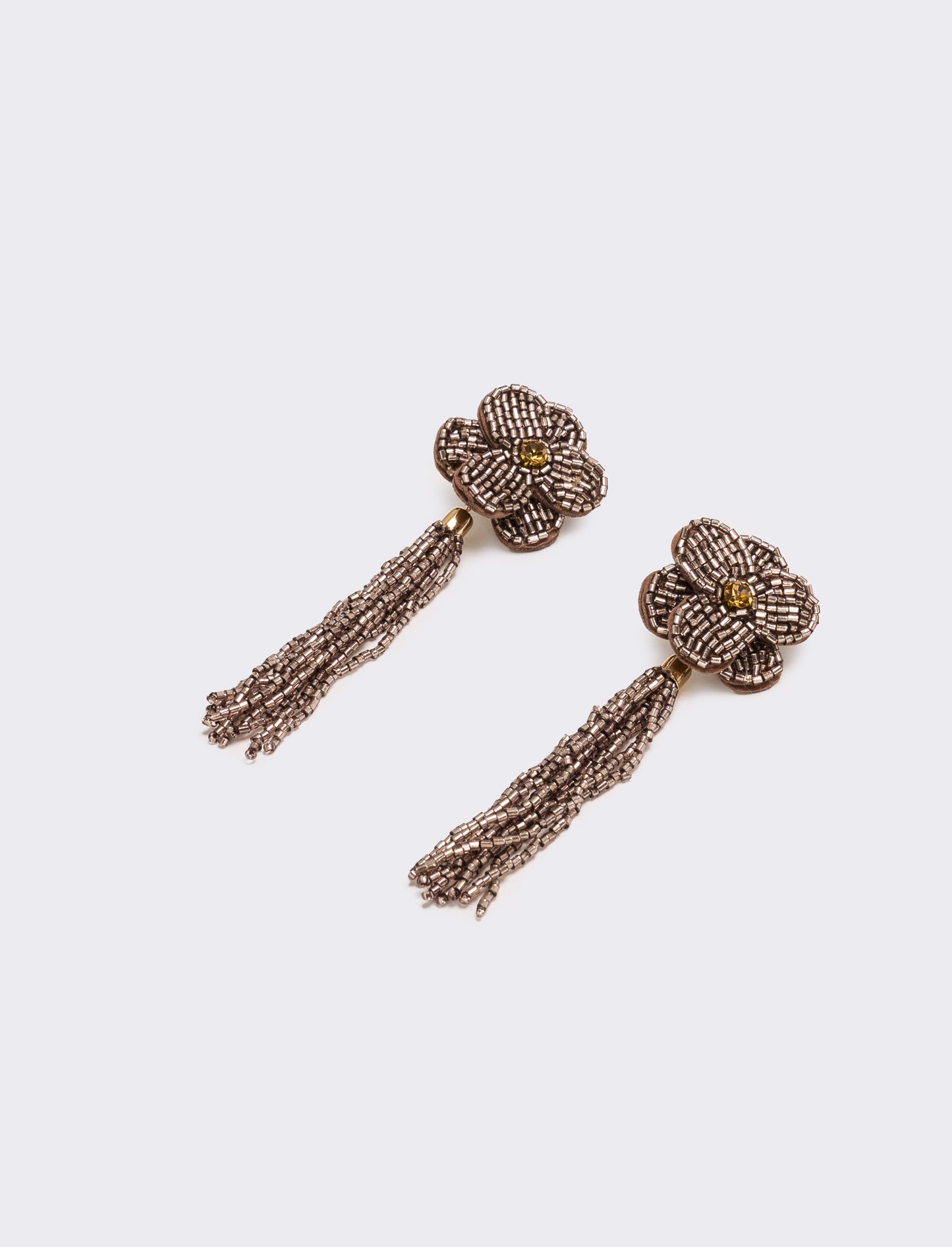 Orecchini donna fiore in conteria - Rame