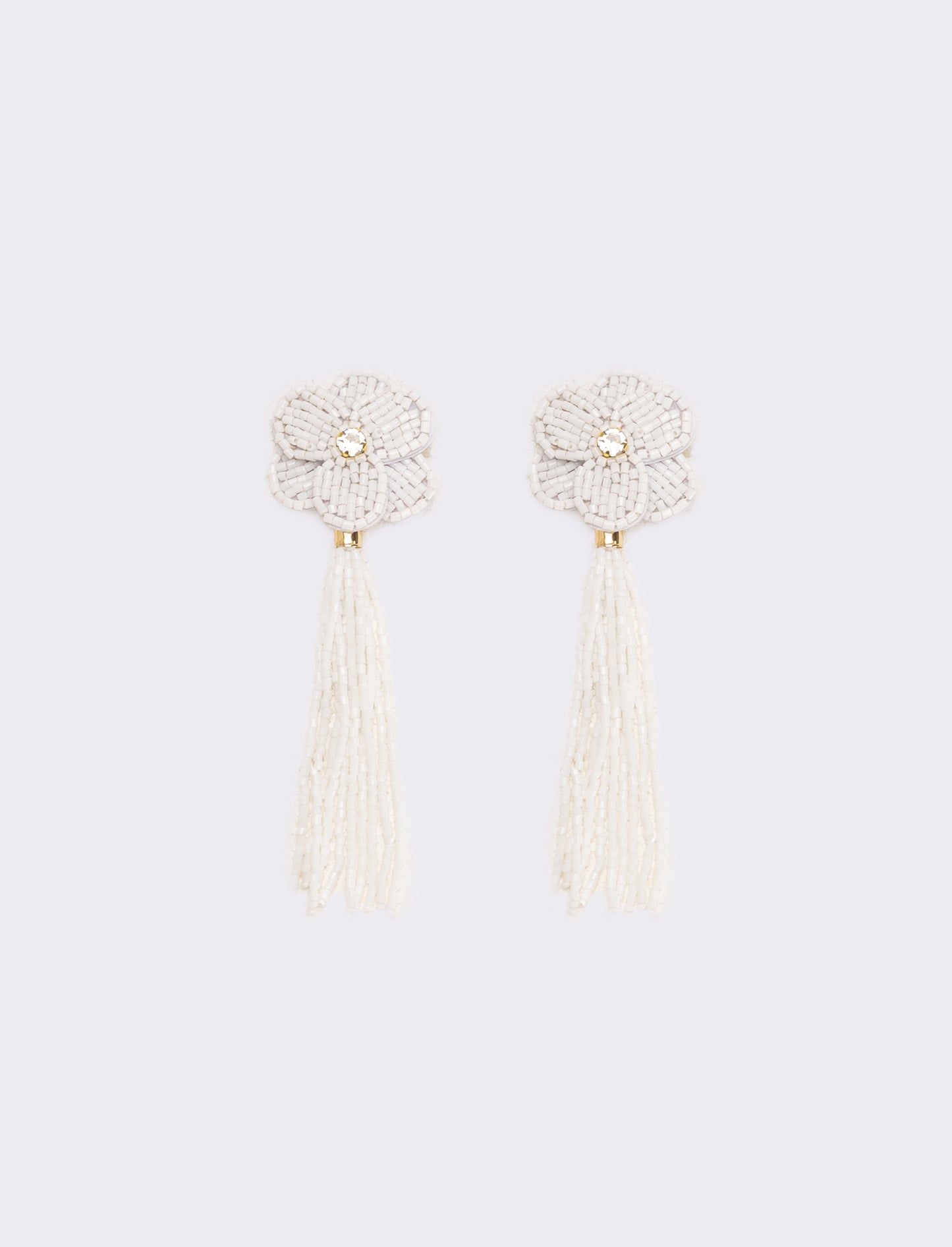 Orecchini donna fiore in conteria - Bianco sporco