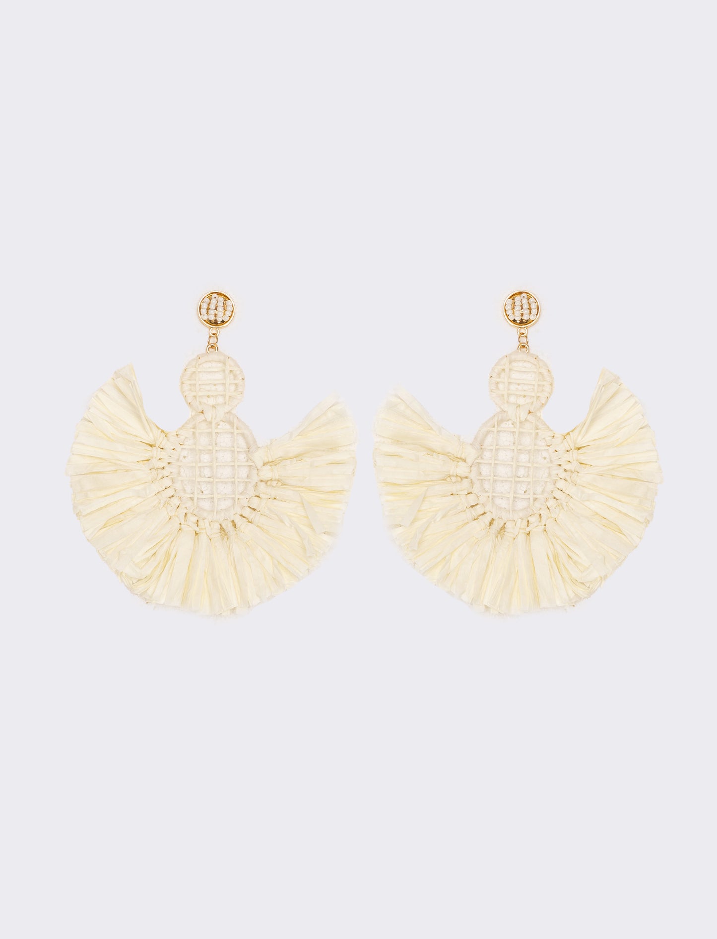 Orecchini donna a ventaglio in raffia - Bianco sporco