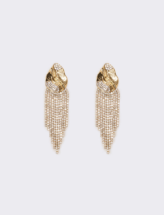 Orecchini donna con cascata strass - Oro
