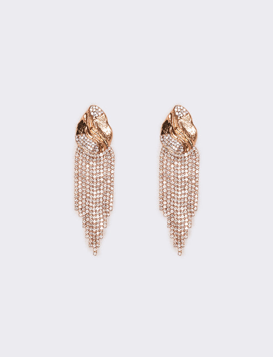 Orecchini donna con cascata strass - Rosa