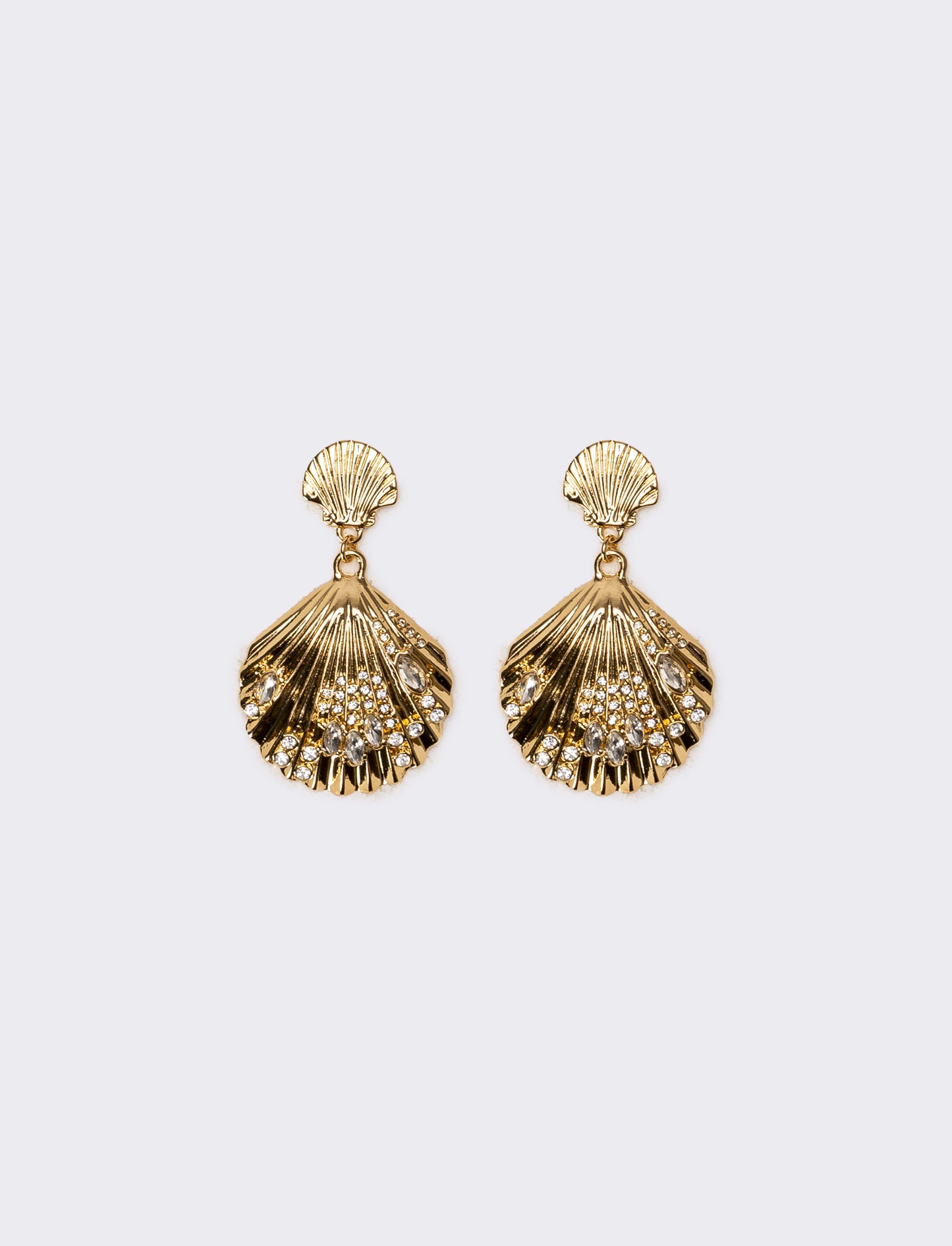 Orecchini donna conchiglia con strass - Oro