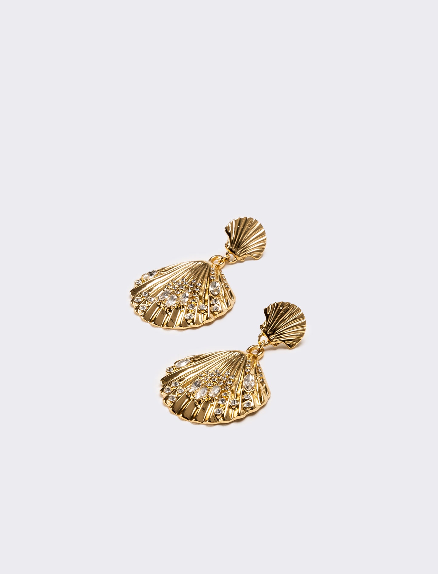 Orecchini donna conchiglia con strass - Oro