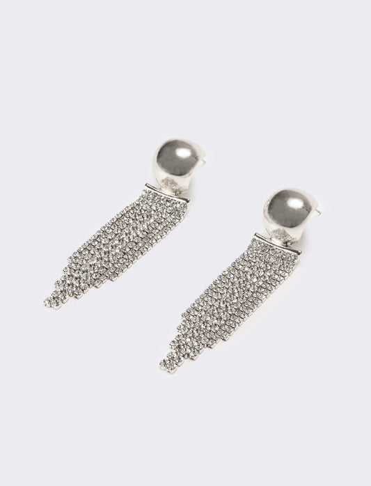 Orecchini donna cascata strass - Argento