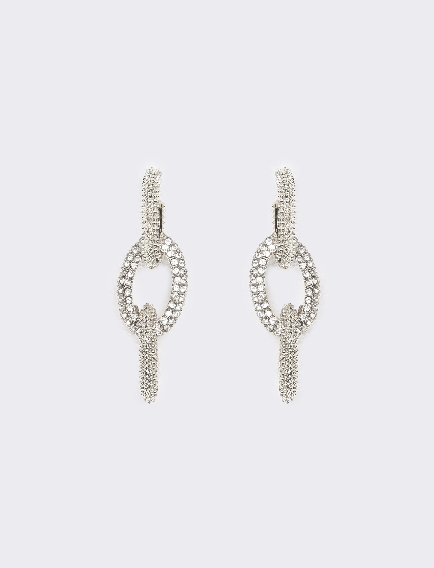 Orecchini donna catena con strass - Argento