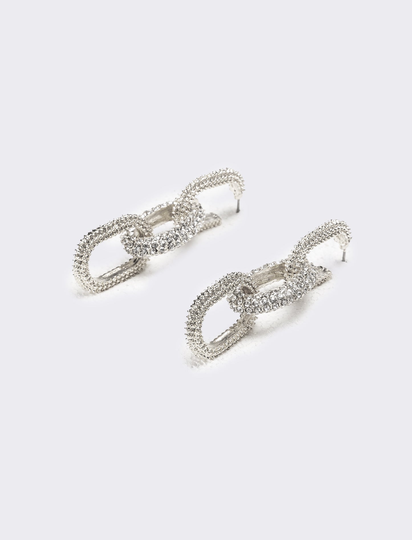 Orecchini donna catena con strass - Argento
