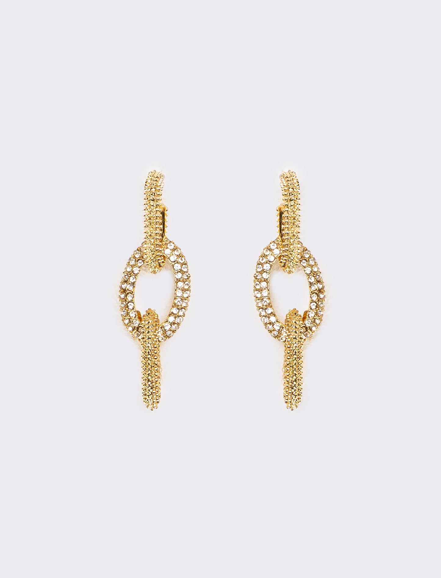 Orecchini donna catena con strass - Oro
