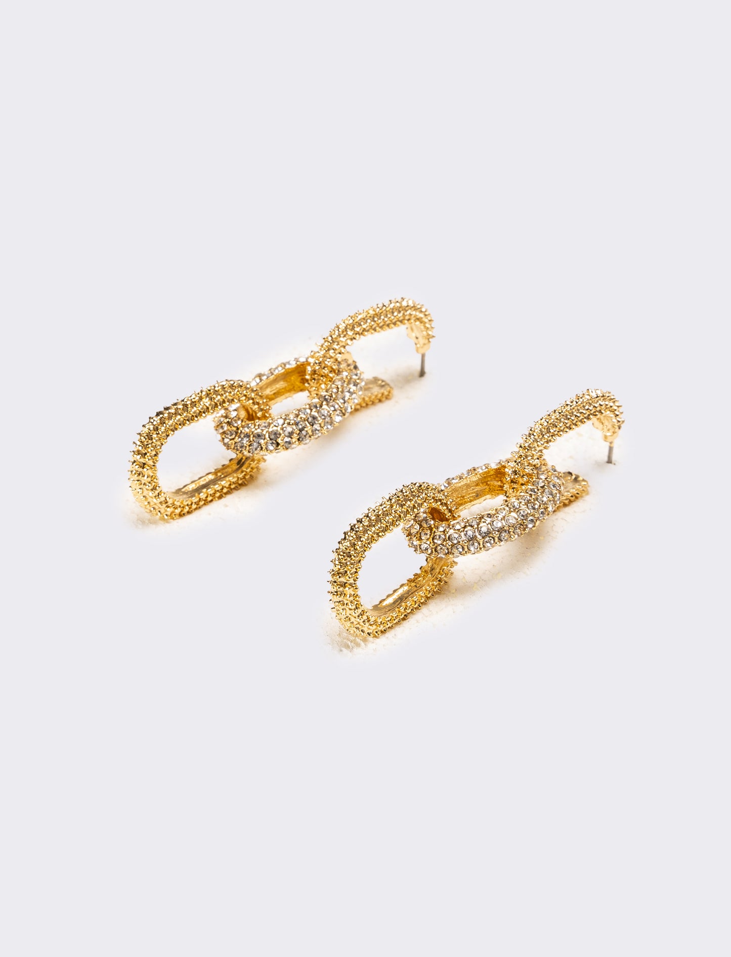 Orecchini donna catena con strass - Oro