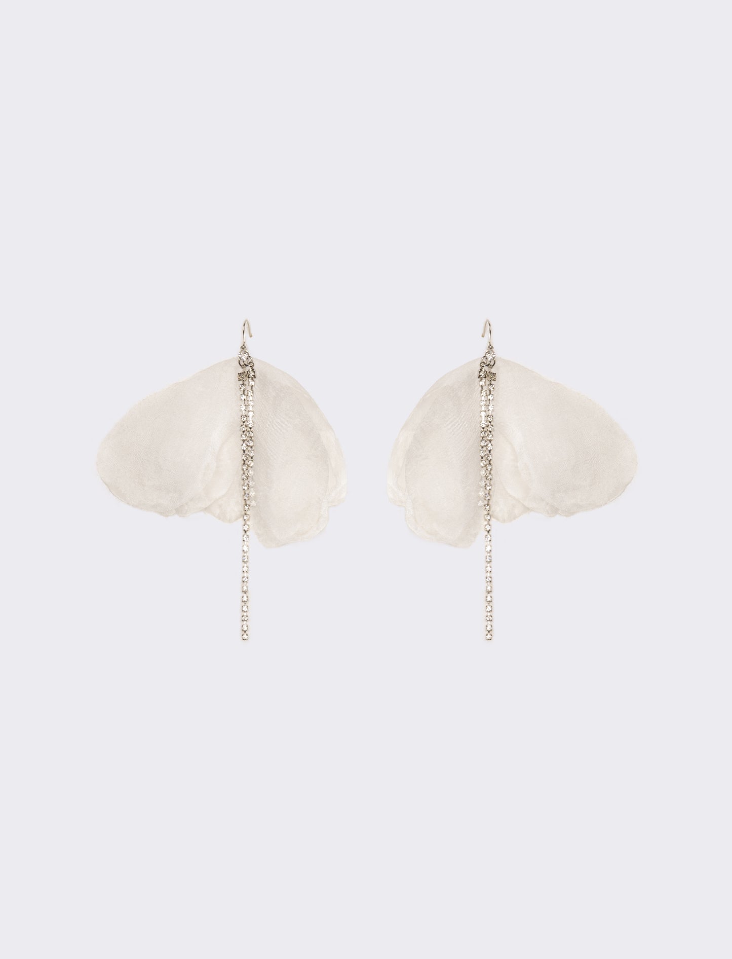 Orecchini donna fiore in tessuto con strass - Bianco