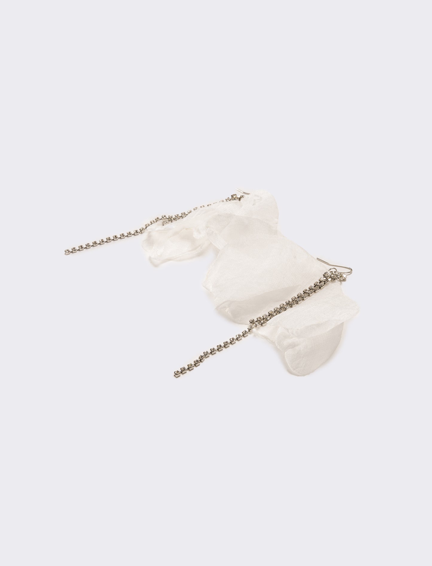 Orecchini donna fiore in tessuto con strass - Bianco