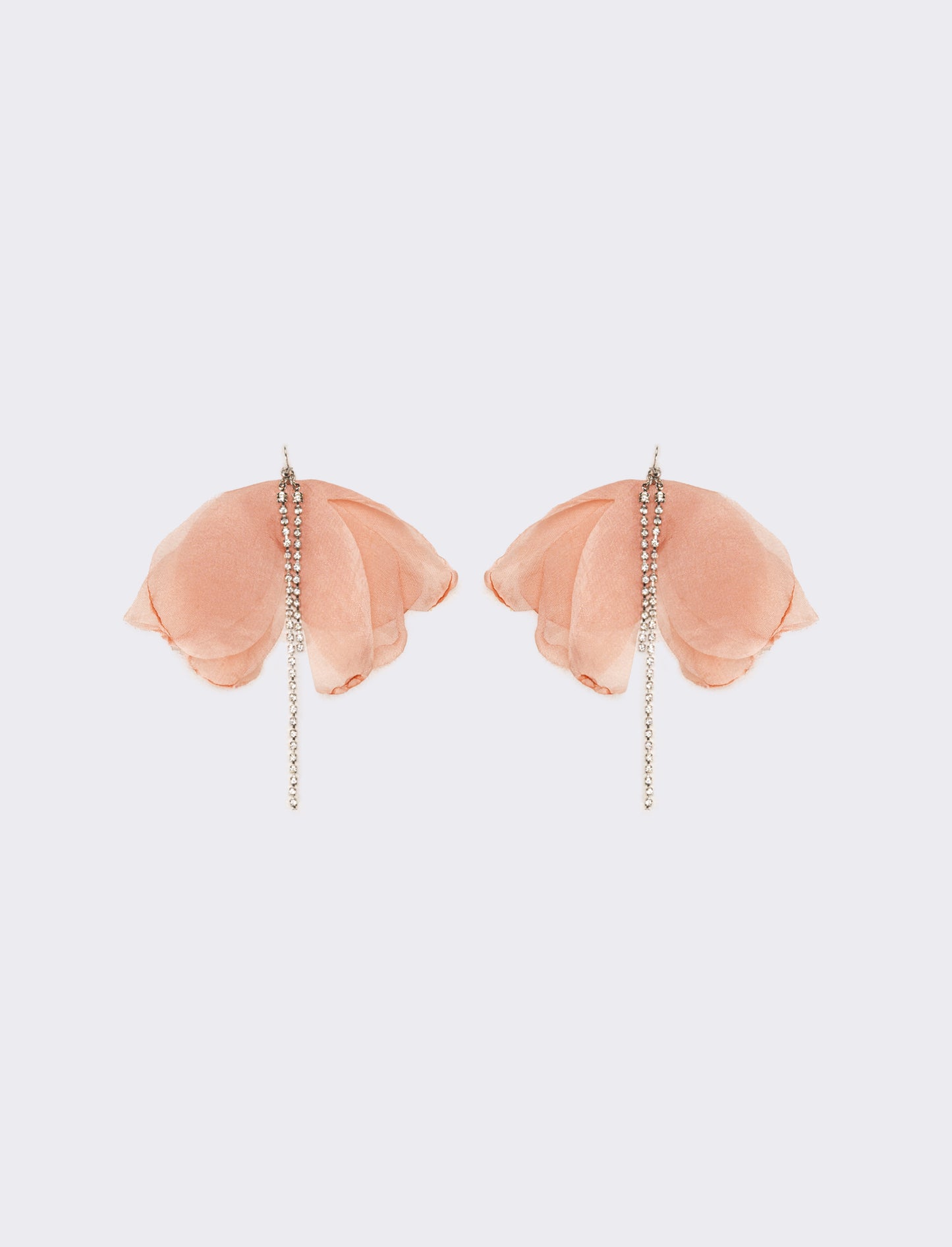 Orecchini donna fiore in tessuto con strass - Rosa