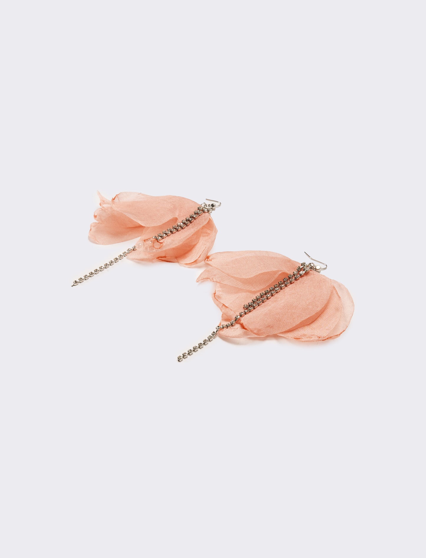 Orecchini donna fiore in tessuto con strass - Rosa