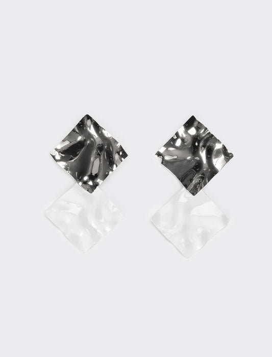 Orecchini donna doppio rombo martellato - Argento