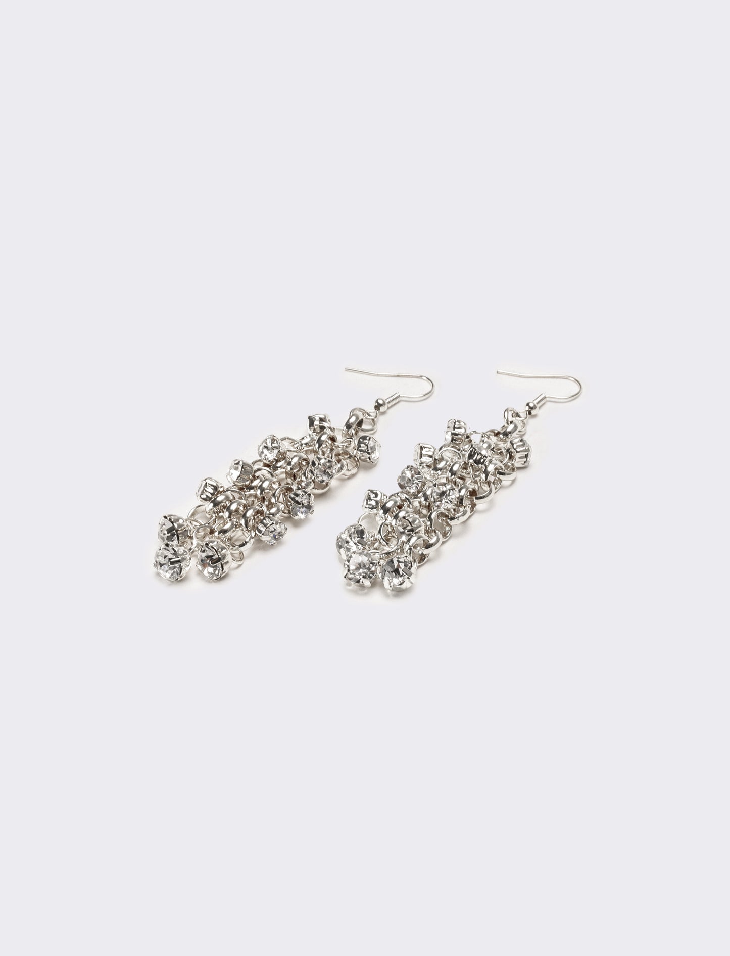 Orecchini donna con strass maglia metallica - Argento
