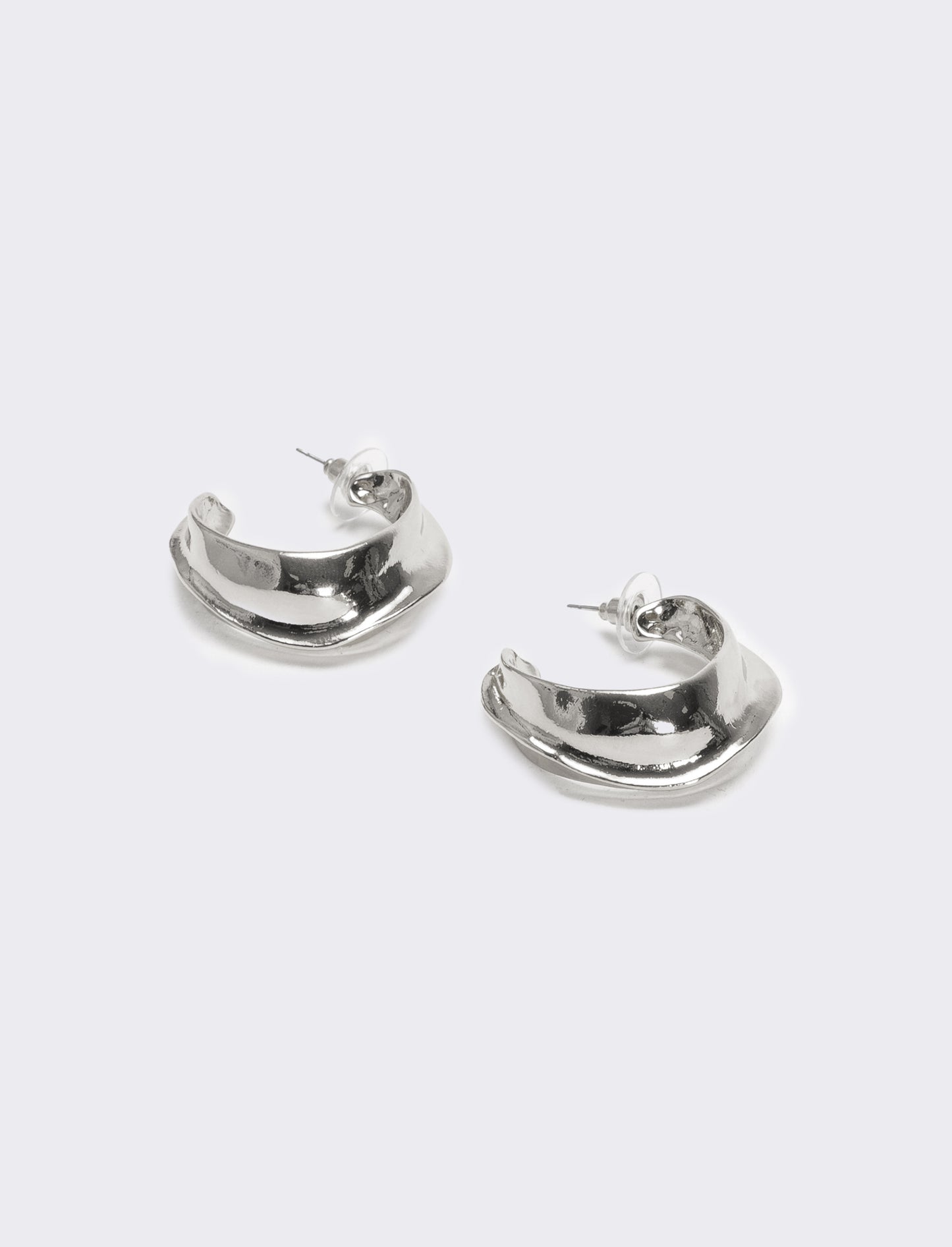Orecchini donna mezzo cerchio con striatura - Argento