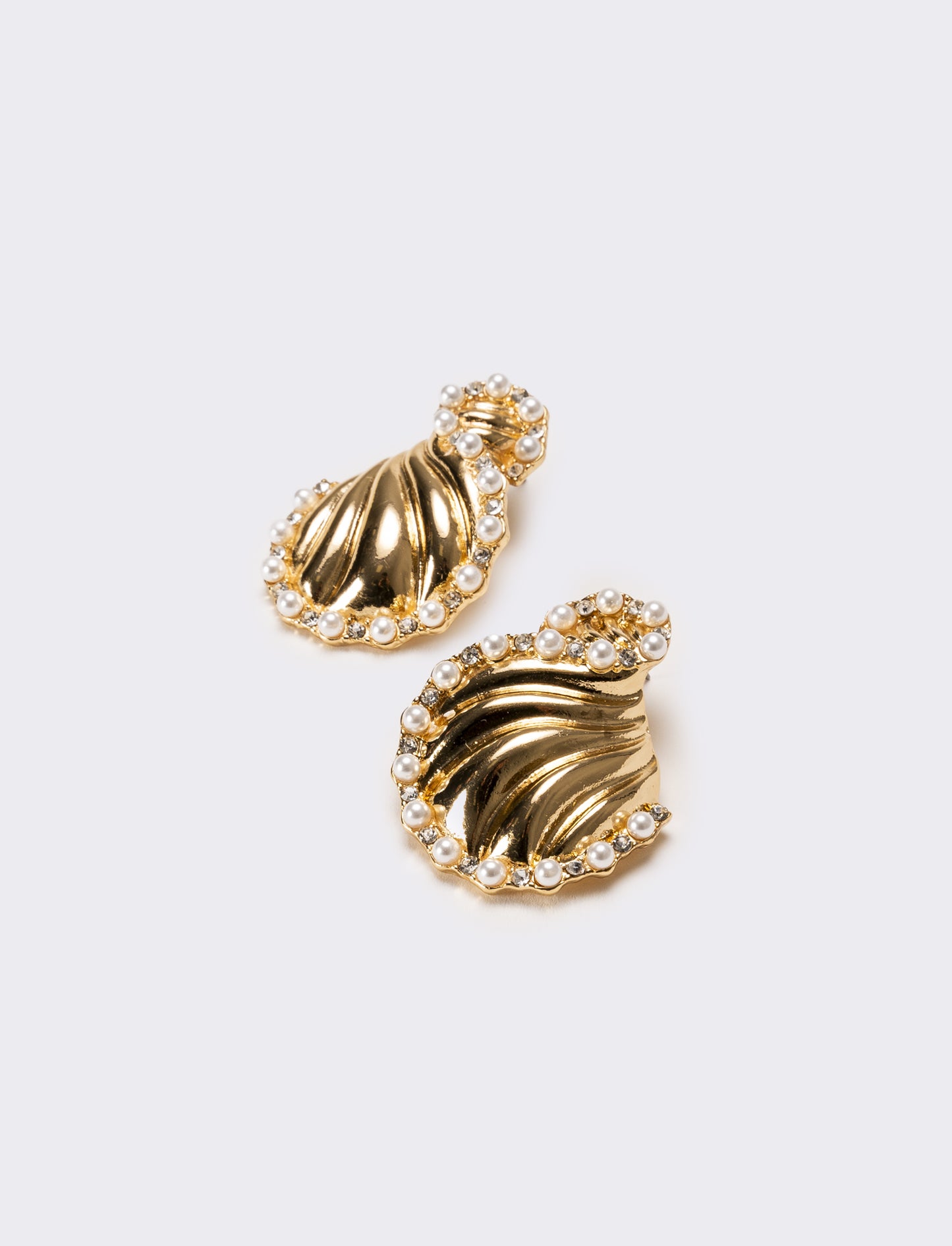 Orecchini donna drappeggio e perle - Oro