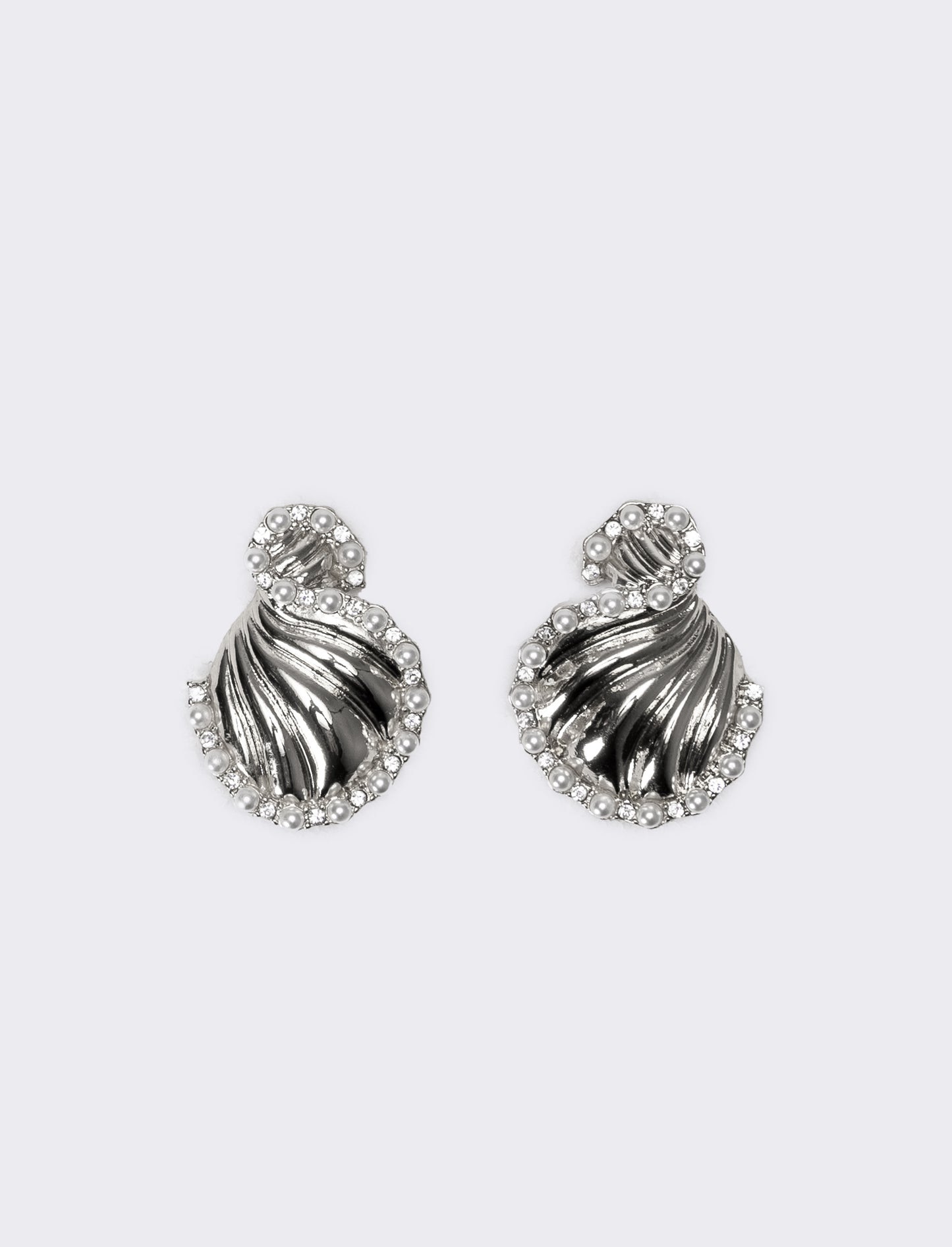 Orecchini donna drappeggio e perle - Argento